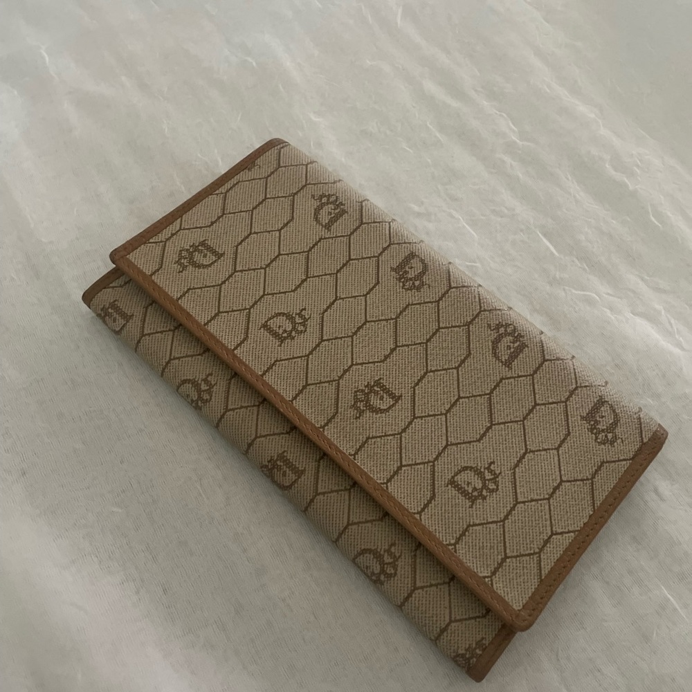 Christian Dior Continental Wallet in Honeycomb Coated Canvas and Leather